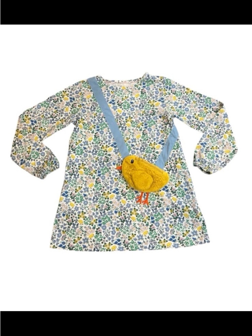 Mini Boden Girls Floral Dress 3D Chick Purse Applique 8-9 Years